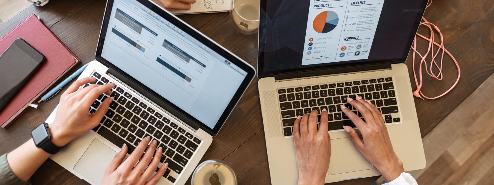 Kreatywne sposoby na wykorzystanie content marketingu w branży B2B 1 tope-view-close-up-of-women-typing-on-laptop-compu-2023-11-27-05-36-20-utc